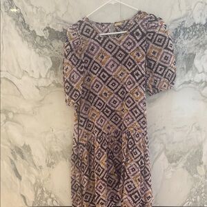 Matta Geometric Pattern Mini Dress - Purple and Yellow